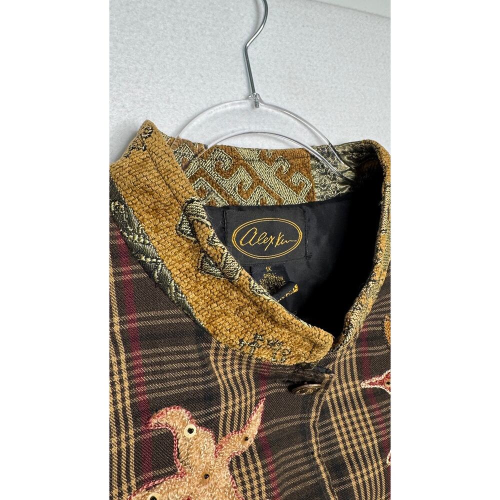 1990s Alex Kim Embroidered Plaid Jacket Women’s Plus Size 1X - Picture 10 of 16
